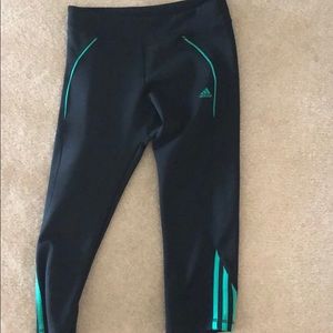 Adidas Green and black crop leggings